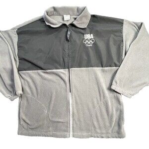 USA London Olympics Mens 1/4 Zip Jacket Extra Large Black Grey Pullover USA XL